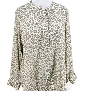 Apt. 9 Cream Buttoned Mandarin Collar Blouse